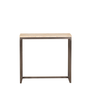Side Table - Iron, Travertine Marble Top, Rectangular, Black – Zoah | PTMD