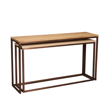 Beistelltisch – Mangoholz, Rechteckige Form, Stabiles Design, Kupfer – Zoah | PTMD