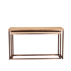 Side table - Iron, wood, rectangular, copper finish – Zoah | PTMD