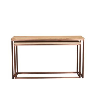 Beistelltisch – Mangoholz, Rechteckige Form, Stabiles Design, Kupfer – Zoah | PTMD