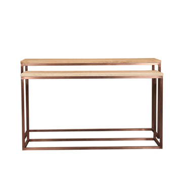 Beistelltisch – Mangoholz, Rechteckige Form, Stabiles Design, Kupfer – Zoah | PTMD