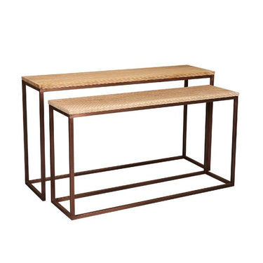 Beistelltisch – Mangoholz, Rechteckige Form, Stabiles Design, Kupfer – Zoah | PTMD