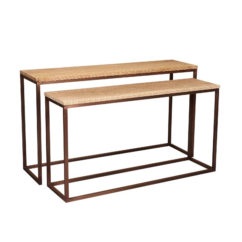 Side table - Iron, wood, rectangular, copper finish – Zoah | PTMD