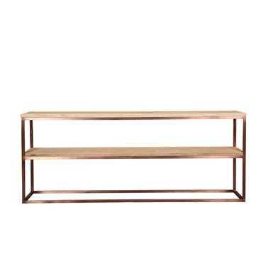 Beistelltisch – Mangoholz, Doppel Ebene, Stabiles Design, Kupfer – Zoah | PTMD