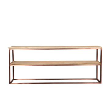 Beistelltisch – Mangoholz, Doppel Ebene, Stabiles Design, Kupfer – Zoah | PTMD