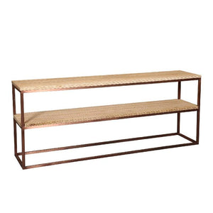 Side Table – Mango Wood, Iron Frame, 2 Tiers, Copper-Colored – Zoah | PTMD