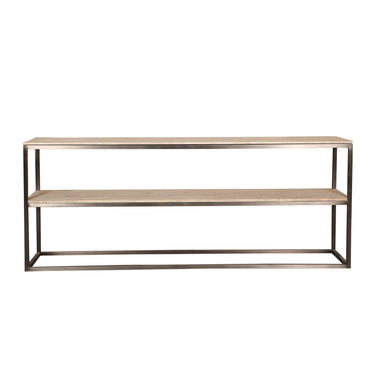 Beistelltisch – Travertin Stein, Doppel Ebene, Stabiles Design, Schwarz – Zoah | PTMD