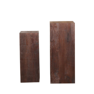 Mango Wood Column with Sandblasted Surface, Brown Finish, Handmade – Kyro | PTMD