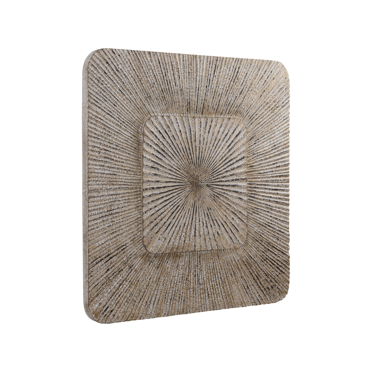 Wandpaneel aus MDF mit quadratischer Form, Rillenstruktur und Creme-Finish, S – Dishita | PTMD