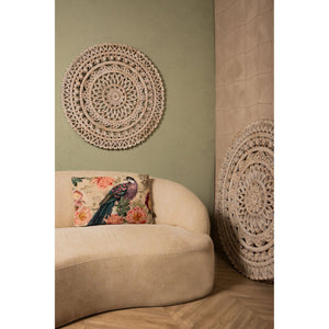 Wandpaneel aus MDF mit runder Form, geschnitzter Struktur und Creme-Finish, L – Farris | PTMD