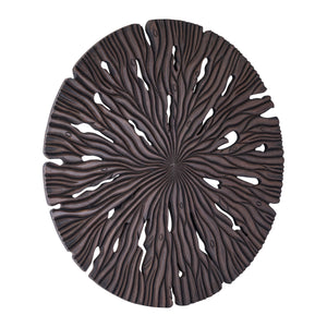 Wandpaneel aus MDF mit runder Form, wellenförmiger Schnitzstruktur und Braun-Finish, L – Bonte | PTMD