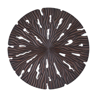 Wandpaneel aus MDF mit runder Form, wellenförmiger Schnitzstruktur und Braun-Finish, L – Bonte | PTMD