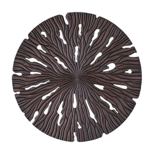 Wandpaneel aus MDF mit runder Form, wellenförmiger Schnitzstruktur und Braun-Finish, L – Bonte | PTMD