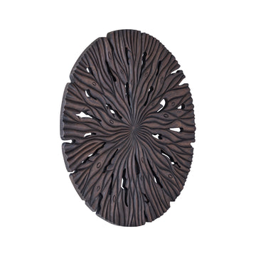 Wandpaneel aus MDF mit runder Form, wellenförmiger Schnitzstruktur und Braun-Finish, S – Bonte | PTMD