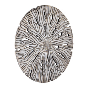 Wandpaneel aus MDF mit runder Form, wellenförmiger Schnitzstruktur und Creme-Finish, L – Bonte | PTMD