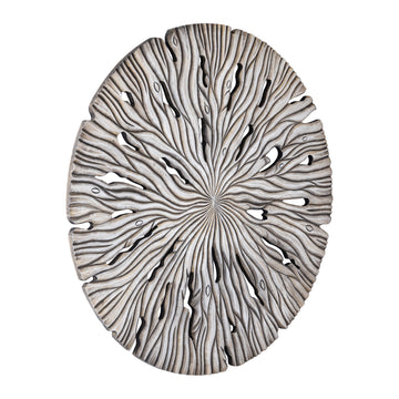 Wandpaneel aus MDF mit runder Form, wellenförmiger Schnitzstruktur und Creme-Finish, L – Bonte | PTMD