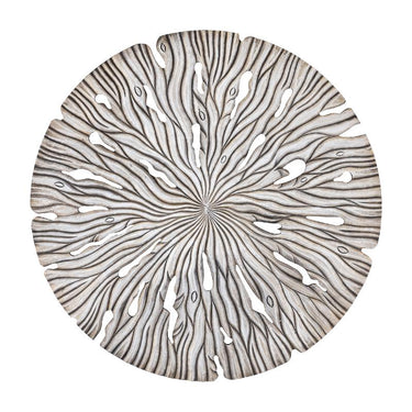 Wandpaneel aus MDF mit runder Form, wellenförmiger Schnitzstruktur und Creme-Finish, L – Bonte | PTMD