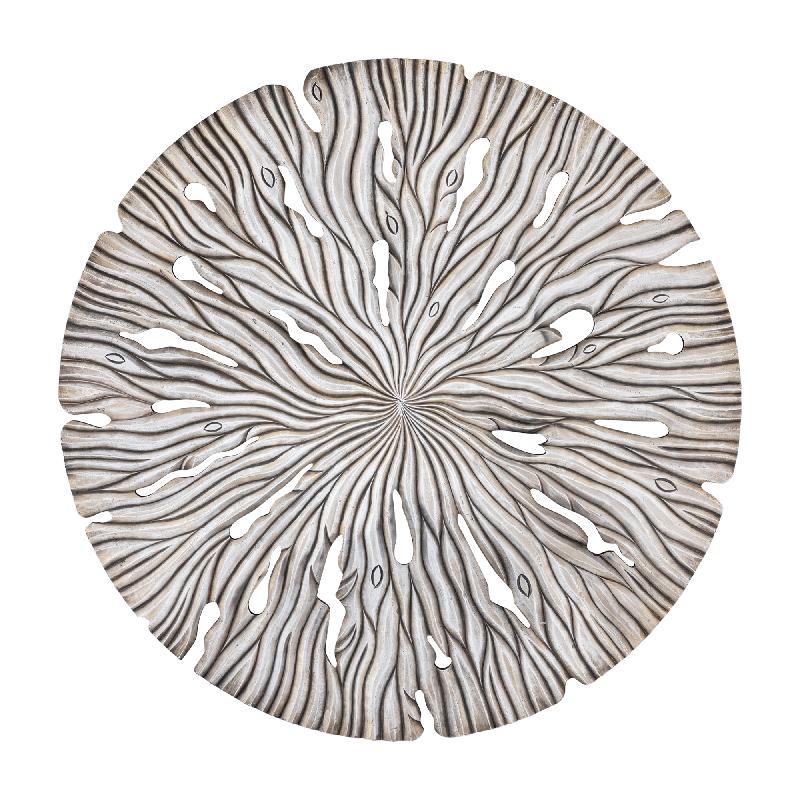 Wandpaneel aus MDF mit runder Form, wellenförmiger Schnitzstruktur und Creme-Finish, L – Bonte | PTMD