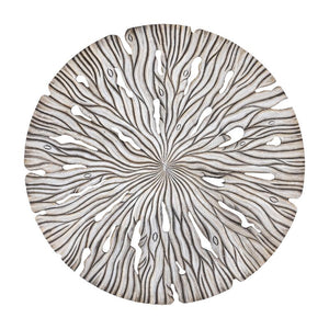 Wandpaneel aus MDF mit runder Form, wellenförmiger Schnitzstruktur und Creme-Finish, L – Bonte | PTMD