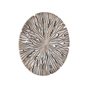 Wandpaneel aus MDF mit runder Form, wellenförmiger Schnitzstruktur und Creme-Finish, S – Bonte | PTMD