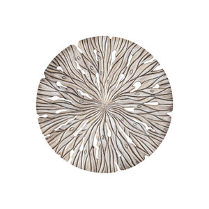 Wandpaneel aus MDF mit runder Form, wellenförmiger Schnitzstruktur und Creme-Finish, S – Bonte | PTMD