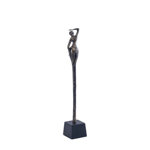 Statue - cast aluminum, handmade, antique brass look, gold-colored, female figure, B - Ciwan | PTMD