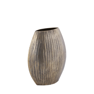 Topf – Geripptes Design, Ovale Form, Aluminium Material, Gold, Hoch, S – Jowad | PTMD