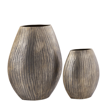 Topf – Geripptes Design, Ovale Form, Aluminium Material, Gold, Hoch, S – Jowad | PTMD