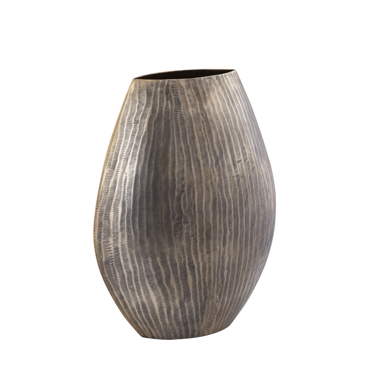 Topf – Geripptes Design, Ovale Form, Aluminium Material, Gold, Hoch, L– Jowad | PTMD