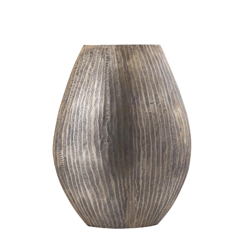 Topf – Geripptes Design, Ovale Form, Aluminium Material, Gold, Hoch, L– Jowad | PTMD