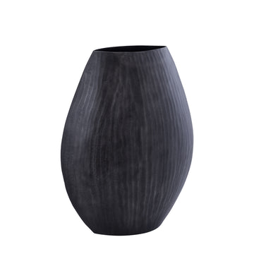 Topf – Geripptes Design, Ovale Form, Aluminium Material, Grau, Hoch, M – Jowad | PTMD