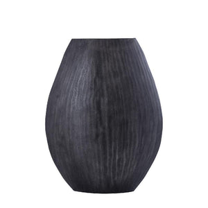 Topf – Geripptes Design, Ovale Form, Aluminium Material, Grau, Hoch, M – Jowad | PTMD