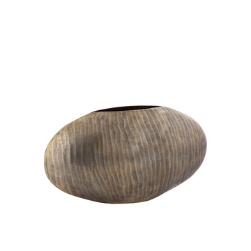 Topf – Geripptes Design, Ovale Form, Aluminium Material, Gold, Niedrig, S– Jowad | PTMD