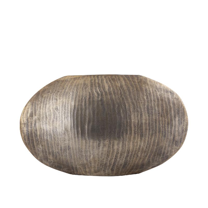 Pot - aluminum sheet, ribbed, oval, low, handmade, antique gold, L – Jowad | PTMD