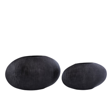 Topf – Geripptes Design, Ovale Form, Aluminium Material, Grau, Niedrig, S– Jowad | PTMD