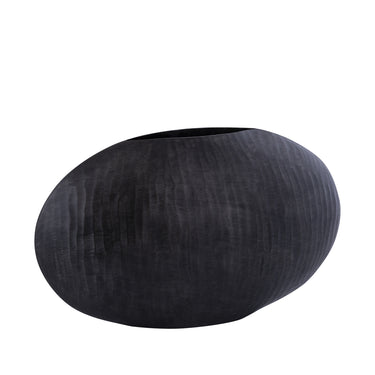Pot - aluminum sheet, ribbed, oval, low, handmade, graphite, L – Jowad | PTMD
