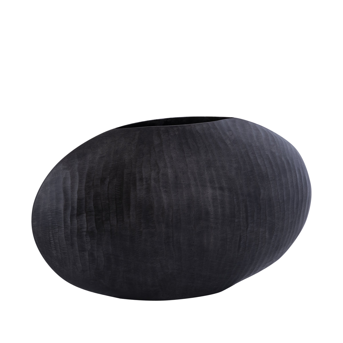 Topf – Geripptes Design, Ovale Form, Aluminium Material, Grau, Niedrig, L – Jowad | PTMD