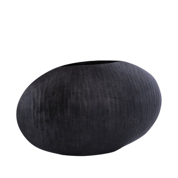 Pot - aluminum sheet, ribbed, oval, low, handmade, graphite, L – Jowad | PTMD