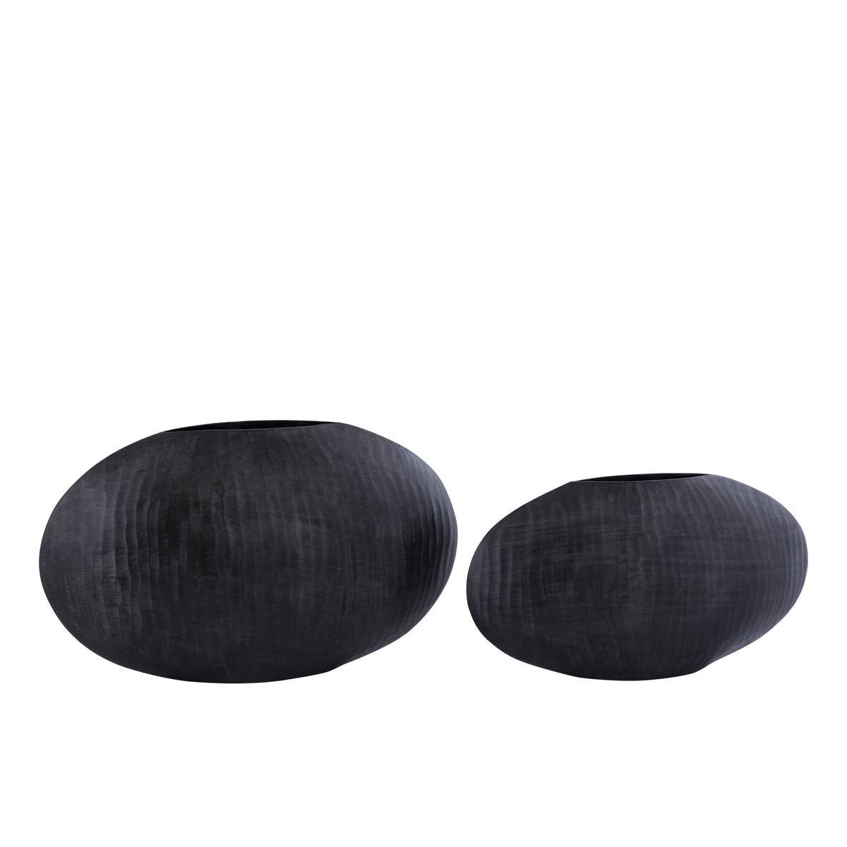 Topf – Geripptes Design, Ovale Form, Aluminium Material, Grau, Niedrig, L – Jowad | PTMD