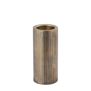 Kerzenständer – Geripptes Design, Zylindrische Form, Aluminium Material, Gold, M  – Jowad | PTMD