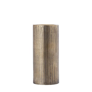 Kerzenständer – Geripptes Design, Zylindrische Form, Aluminium Material, Gold, M  – Jowad | PTMD