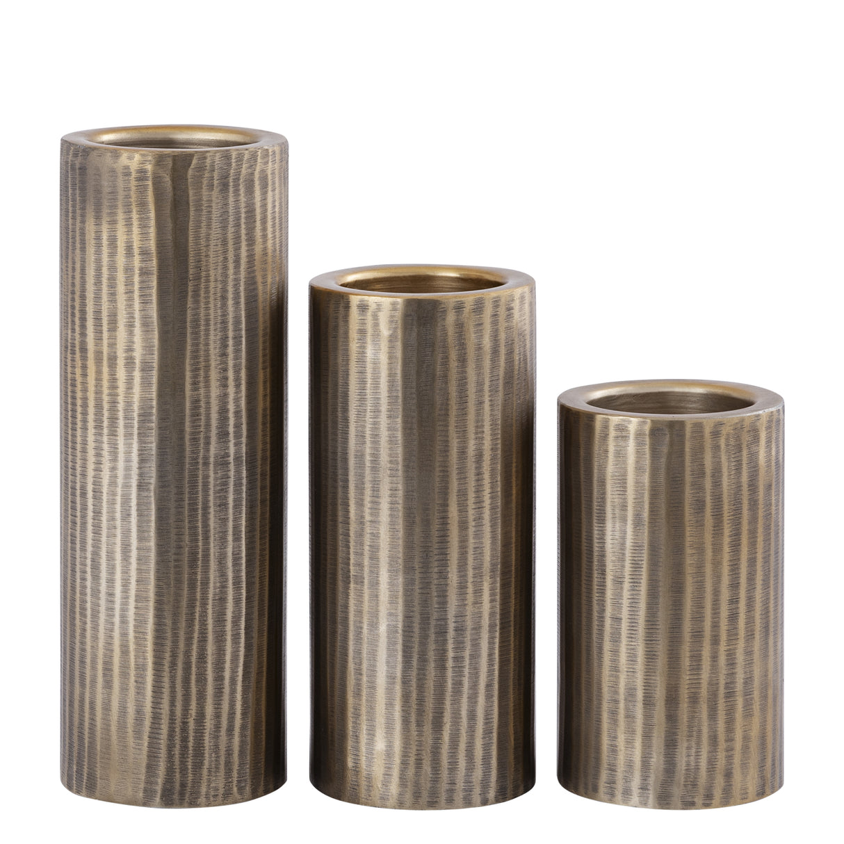 Kerzenständer – Geripptes Design, Zylindrische Form, Aluminium Material, Gold, L – Jowad | PTMD