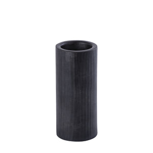 Kerzenständer – Geripptes Design, Zylindrische Form, Aluminium Material, Grau, M  – Jowad | PTMD