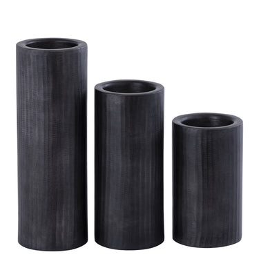 Kerzenständer – Geripptes Design, Zylindrische Form, Aluminium Material, Grau, M  – Jowad | PTMD