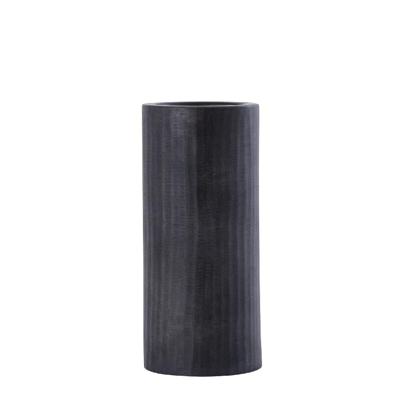 Kerzenständer – Geripptes Design, Zylindrische Form, Aluminium Material, Grau, M  – Jowad | PTMD