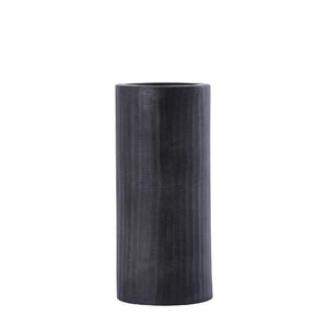 Kerzenständer – Geripptes Design, Zylindrische Form, Aluminium Material, Grau, M  – Jowad | PTMD