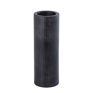 Kerzenständer – Geripptes Design, Zylindrische Form, Aluminium Material, Grau, L – Jowad | PTMD