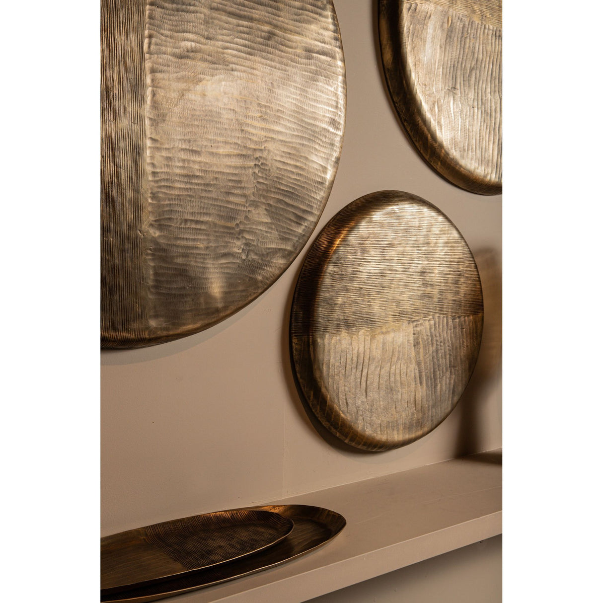 Wall Panel – Ribbed Surface, Aluminum Metal, Antique Gold Look, S – Jowad | PTMD