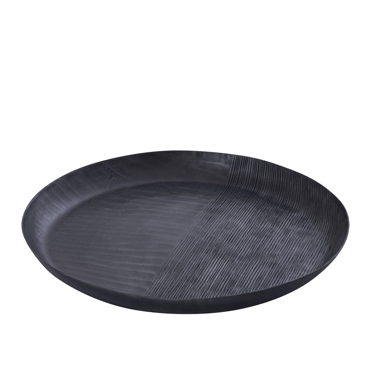 Schale – Geripptes Design, Runde Form, Aluminium Material, Grau, L – Jowad | PTMD