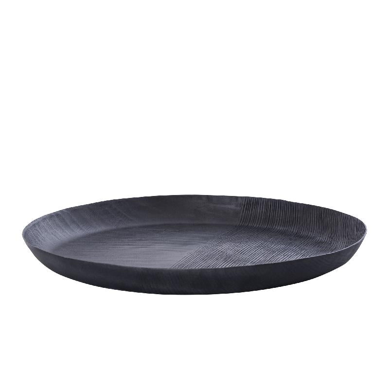 Schale – Geripptes Design, Runde Form, Aluminium Material, Grau, L – Jowad | PTMD